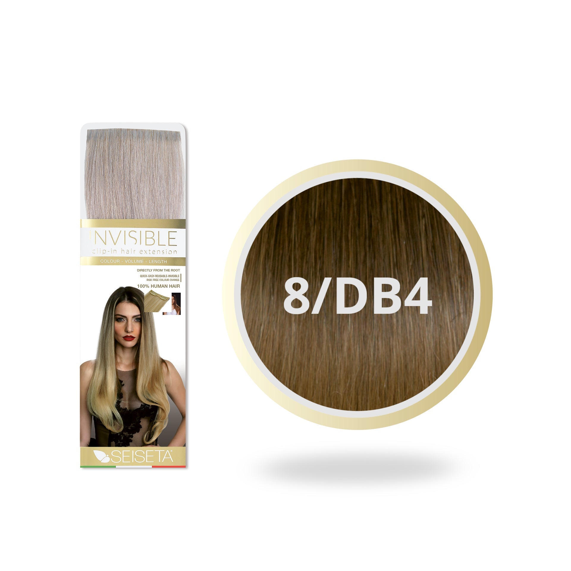 SEISETA OMBRE INVISIBLE CLIP-IN 8/DB4 BRUIN/GOUD